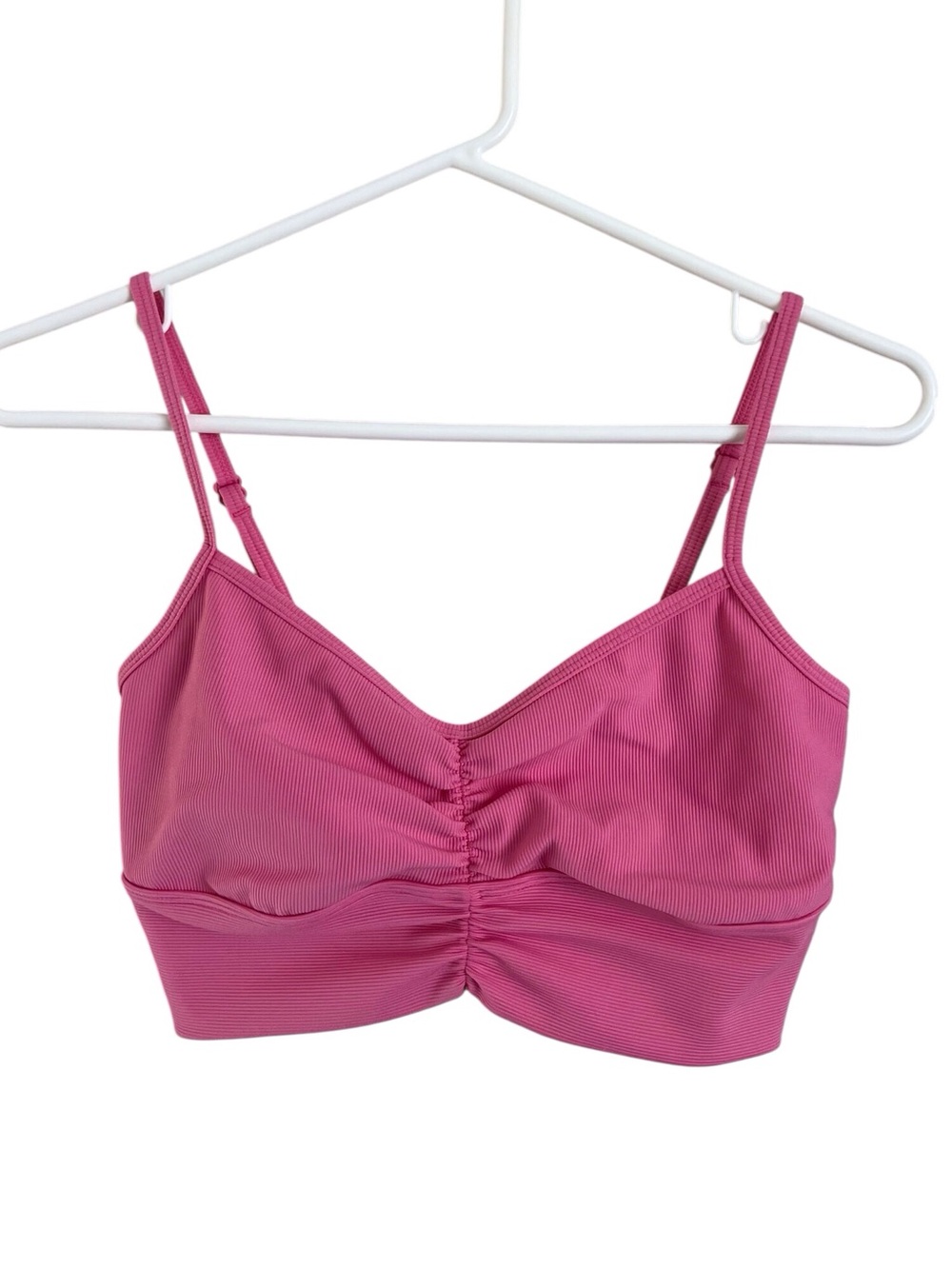L*Space Soren Crop Top Bright Pink Sports Bra Ribbed Active Y2K Yoga Medium